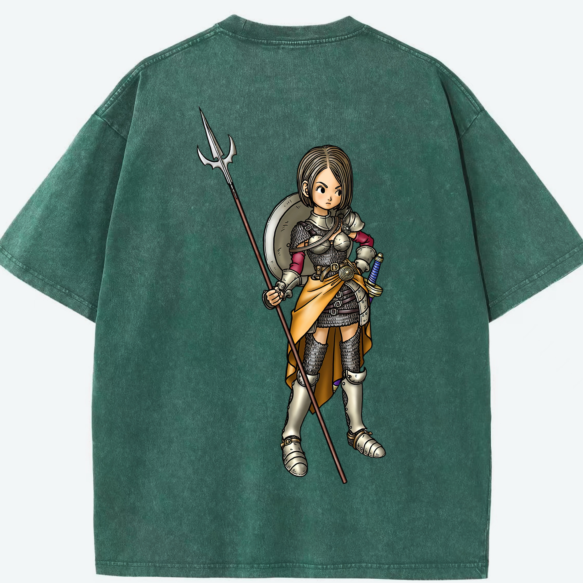 （画像用） ドラゴンクエスト Doragon Kuesuto Dragon Quest 綿100% ヴィンテージ風 半袖Tシャツ（背面プリント）